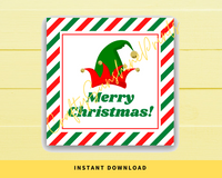 INSTANT DOWNLOAD Elf Hat Merry Christmas Square Gift Tags 2.5x2.5