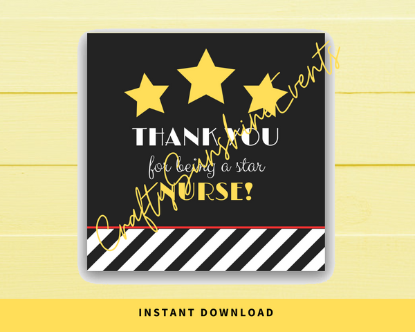 INSTANT DOWNLOAD Thank You For Being A Star Nurse Square Gift Tags 2.5x2.5