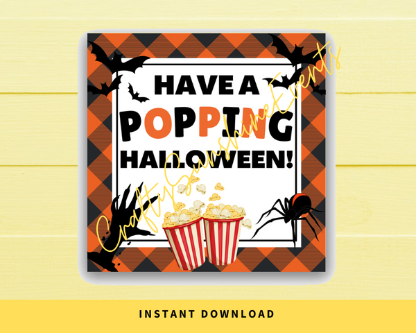 INSTANT DOWNLOAD Have A Popping Halloween Square Gift Tags 2.5x2.5