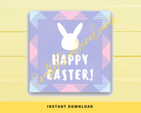 INSTANT DOWNLOAD Plaid Happy Easter Square Gift Tags 2.5x2.5