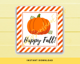 INSTANT DOWNLOAD Happy Fall Pumpkin Square Gift Tags 2.5x2.5