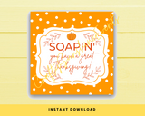 INSTANT DOWNLOAD Soapin' You Have A Great Thanksgiving Square Gift Tags 2.5x2.5