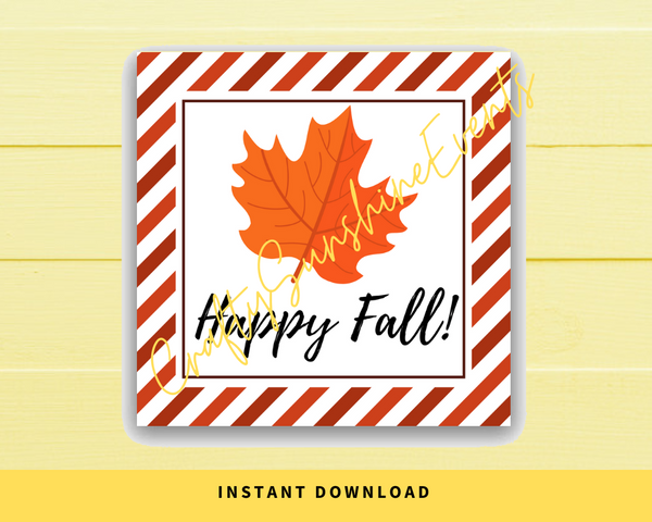 INSTANT DOWNLOAD Happy Fall Leaf Square Gift Tags 2.5x2.5