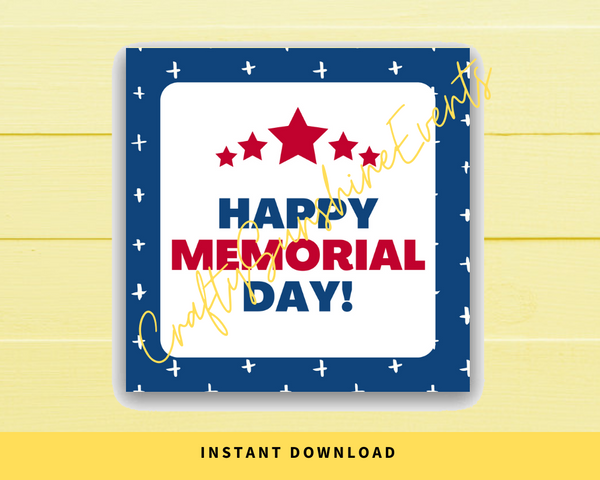 INSTANT DOWNLOAD Happy Memorial Day Square Gift Tags 2.5x2.5