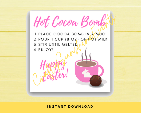 INSTANT DOWNLOAD Happy Easter Hot Cocoa Bomb Gift Tags 2x2