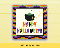 INSTANT DOWNLOAD Witches Cauldron Happy Halloween Square Gift Tags 2.5x2.5