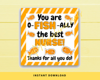 INSTANT DOWNLOAD You Are O-Fish-Ally The Best Nurse Square Gift Tags 2.5x2.5