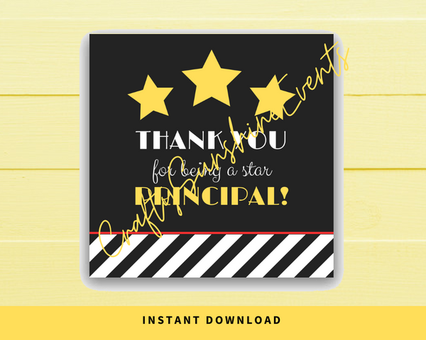 INSTANT DOWNLOAD Thank You For Being A Star Principal Square Gift Tags 2.5x2.5
