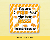 INSTANT DOWNLOAD You Are O-Fish-Ally The Best Boss Square Gift Tags 2.5x2.5