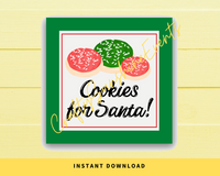 INSTANT DOWNLOAD Cookies For Santa Square Gift Tags 2.5x2.5