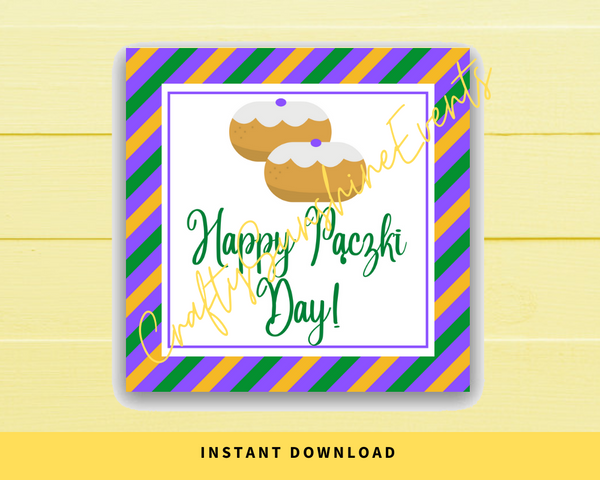 INSTANT DOWNLOAD Happy Paczki Day Square Gift Tags 2.5x2.5