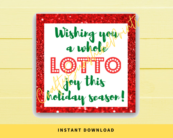 INSTANT DOWNLOAD Wishing You A Lotto Joy This Holiday Season Gift Tags 2.5x2.5