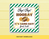 INSTANT DOWNLOAD Chip Chip Hooray It's Game Day Good Luck Football Square Gift Tags 2.5x2.5