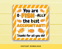 INSTANT DOWNLOAD You Are O-Fish-Ally The Best Accountant Square Gift Tags 2.5x2.5