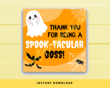 INSTANT DOWNLOAD Thank You For Being A Spooktacular Boss Halloween Square Gift Tags 2.5x2.5