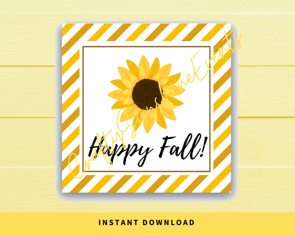 INSTANT DOWNLOAD Sunflower Happy Fall Square Gift Tags 2.5x2.5