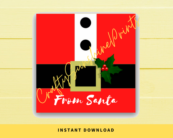 INSTANT DOWNLOAD Christmas Santa Belt From Santa Square Gift Tags