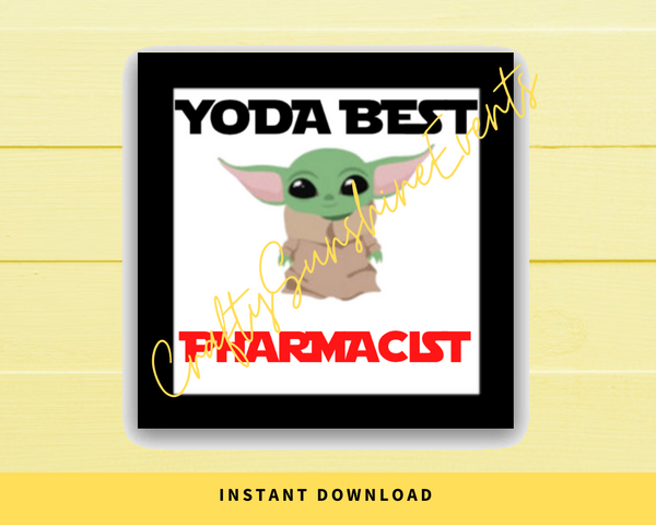 INSTANT DOWNLOAD Yoda Best Pharmacist Square Gift Tags 2.5x2.5