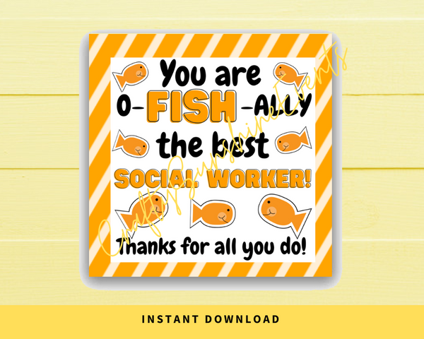 INSTANT DOWNLOAD You Are Ofishally The Best Social Worker Square Gift Tags 2.5x2.5
