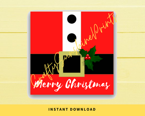 INSTANT DOWNLOAD Merry Christmas Santa Belt Square Gift Tags 2.5x2.5
