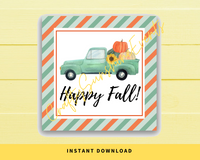 INSTANT DOWNLOAD Happy Fall Truck Square Gift Tags 2.5x2.5