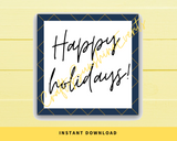 INSTANT DOWNLOAD Navy Happy Holidays Square Gift Tags 2.5x2.5