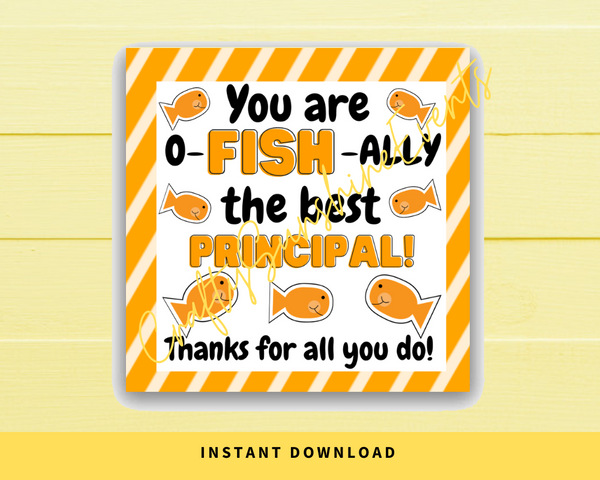INSTANT DOWNLOAD You Are O-Fish-Ally The Best Principal Square Gift Tags 2.5x2.5
