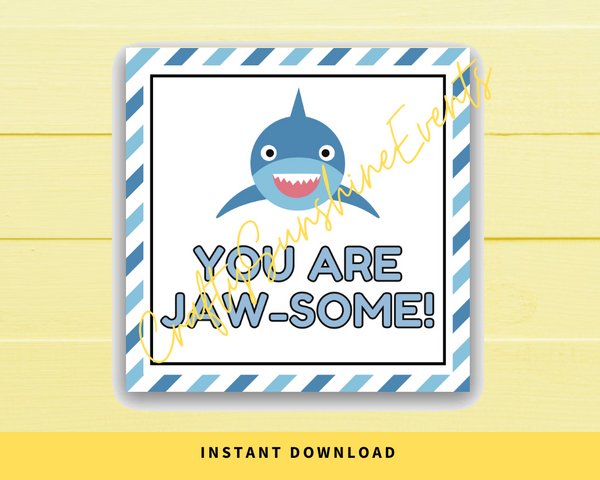 INSTANT DOWNLOAD You Are Jaw-Some Square Gift Tags 2.5x2.5