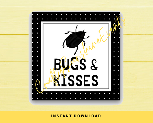 INSTANT DOWNLOAD Bugs & Kisses Halloween Square Gift Tags 2.5x2.5