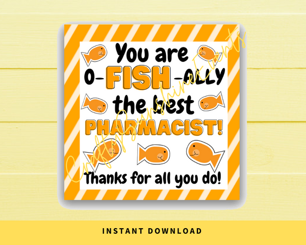 INSTANT DOWNLOAD You Are O-Fish-Ally The Best Pharmacist Square Gift Tags 2.5x2.5