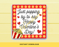 INSTANT DOWNLOAD Just Popping By To Say Happy Valentine's Day Square Gift Tags 2.5x2.5
