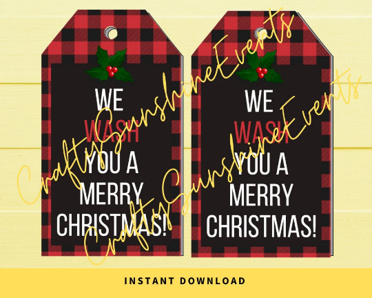 INSTANT DOWNLOAD Buffalo We Wash You A Merry Christmas Gift Tags