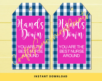 INSTANT DOWNLOAD Hands Down You Are The Best Nurse Around Gift Tags