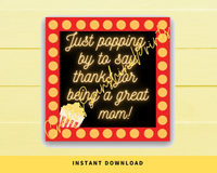INSTANT DOWNLOAD Just Popping By To Say Thanks For Being A Great Mom Square Gift Tags 2.5x2.5