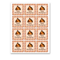 INSTANT DOWNLOAD Turkey Happy Thanksgiving Square Gift Tags 2.5x2.5