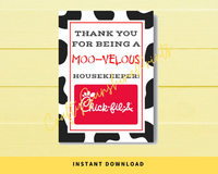 INSTANT DOWNLOAD Thank You For Being A Moo-Velous Housekeeper Gift Card Holder 5x7