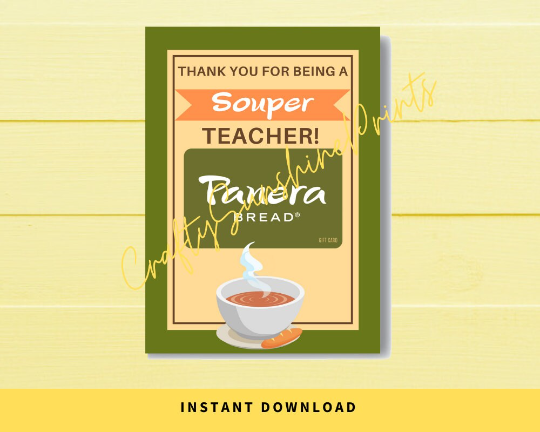 INSTANT DOWNLOAD Thank You For Being A Souper Teacher Gift Card Holder 5x7