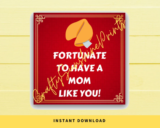 INSTANT DOWNLOAD Fortunate To Have A Mom Like You Square Gift Tags 2.5x2.5