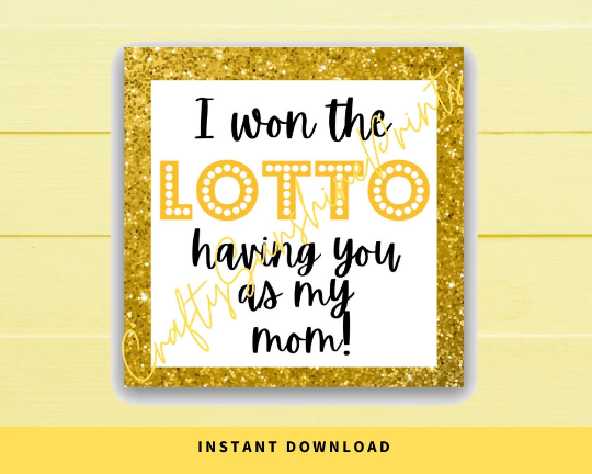 INSTANT DOWNLOAD I Won The Lotto Having You As My Mom Square Gift Tags 2.5x2.5