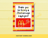 INSTANT DOWNLOAD Thank You For Being A McAwesome Employee Gift Card Holder 5x7