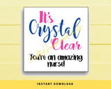 INSTANT DOWNLOAD It's Crystal Clear You're An Amazing Nurse Square Gift Tags 2x2