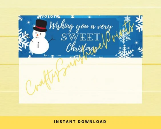 INSTANT DOWNLOAD Snowman Wishing You A Very Sweet Christmas Favor Bag Toppers
