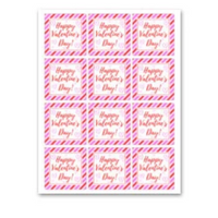 INSTANT DOWNLOAD Stripe Happy Valentine's Day Square Gift Tags 2.5x2.5