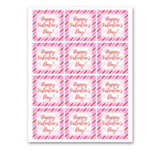 INSTANT DOWNLOAD Stripe Happy Valentine's Day Square Gift Tags 2.5x2.5