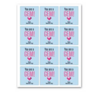 INSTANT DOWNLOAD You Are A Gem Happy Valentine's Day Square Gift Tags 2.5x2.5