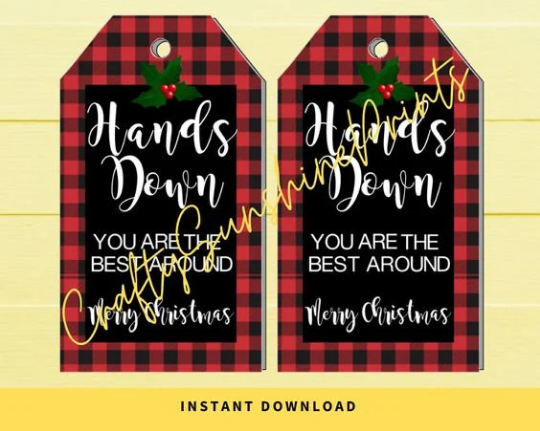 INSTANT DOWNLOAD Buffalo Hands Down You Are The Best Around Merry Christmas Gift Tags