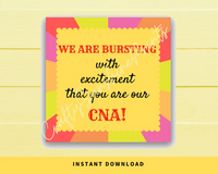 INSTANT DOWNLOAD We Are Bursting With Excitement That You Are Our CNA Square Gift Tags 2.5x2.5