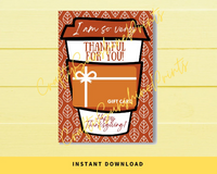 INSTANT DOWNLOAD I Am So Very Thankful For You Happy Thanksgiving Gift Card Holder 5x7