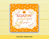 INSTANT DOWNLOAD Soapin' You Have A Great Fall Season Square Gift Tags 2.5x2.5