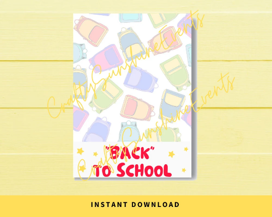 INSTANT DOWNLOAD Back To School Backpack Cookie Cards 3.5x5